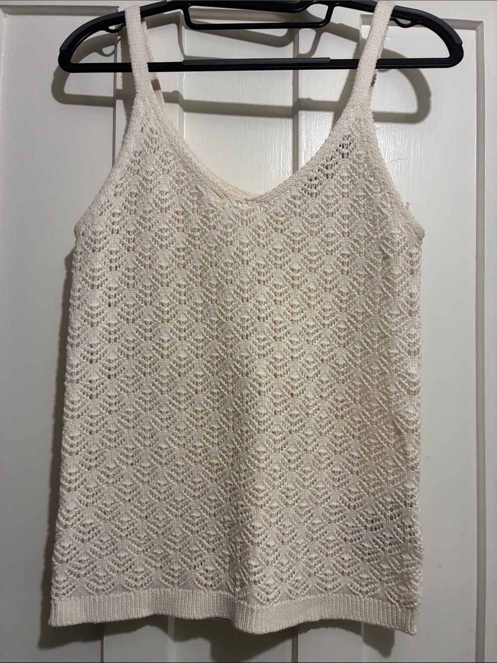 Simons Cream Crochet Knit Tank Top